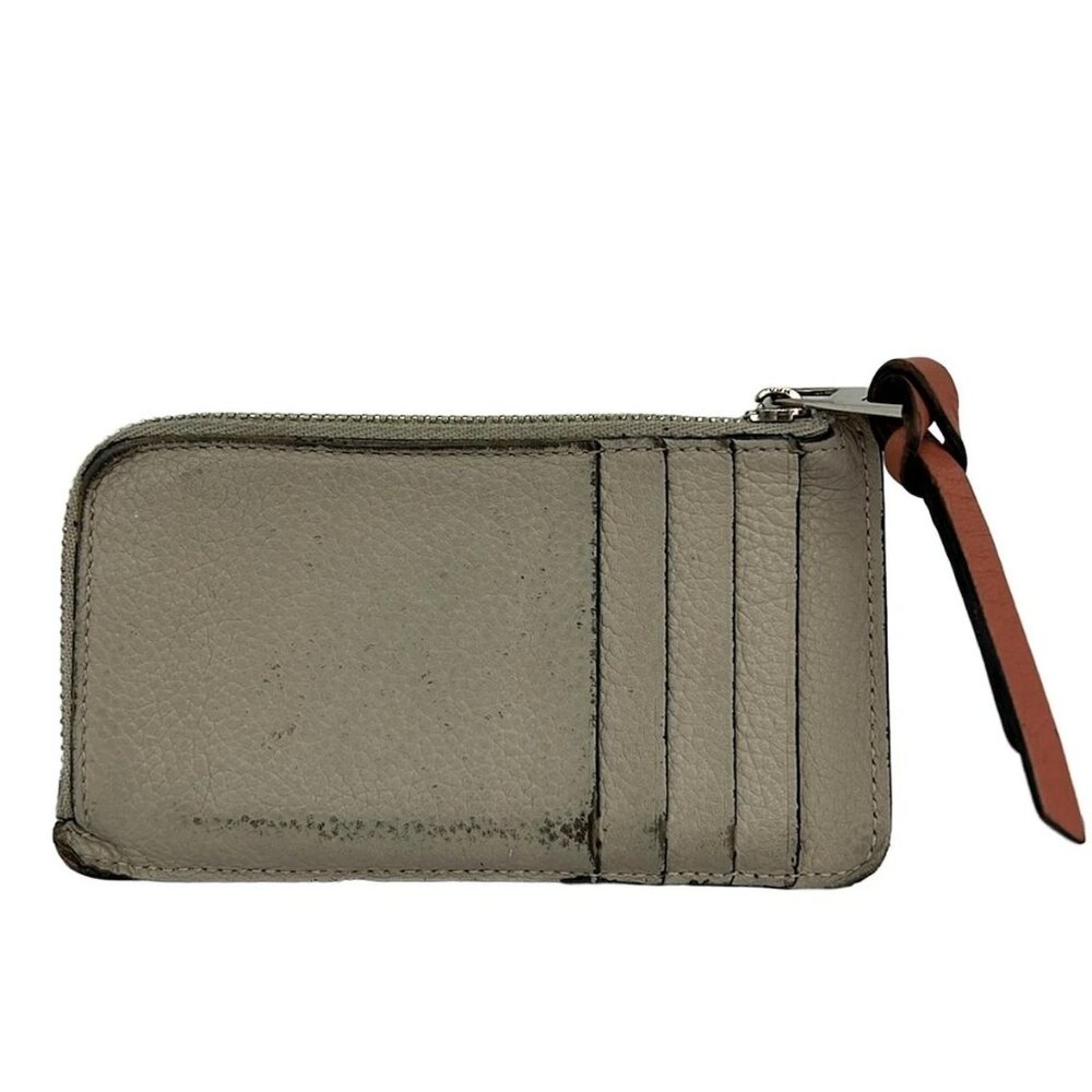 LOEWE Coin Card Holder - Gray Beige Light Brown Leather Coin Case - Picture 3 of 9